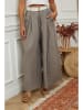 La Compagnie Du Lin Leinen-Marlenehose in Beige