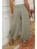 La Compagnie Du Lin Leinen-Marlenehose in Khaki
