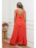 La Compagnie Du Lin Leinen-Kleid in Orange