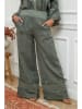 La Compagnie Du Lin Leinen-Marlenehose in Khaki