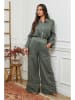La Compagnie Du Lin Leinen-Marlenehose in Khaki