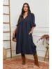 La Compagnie Du Lin Leinen-Kleid in Dunkelblau