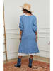 La Compagnie Du Lin Leinen-Kleid in Hellblau/ Weiß