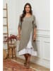 La Compagnie Du Lin Leinen-Kleid in Beige/ Weiß