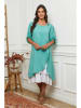 La Compagnie Du Lin Linnen jurk turquoise/wit