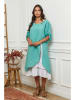 La Compagnie Du Lin Linnen jurk turquoise/wit