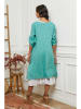 La Compagnie Du Lin Linnen jurk turquoise/wit