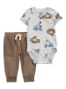 carter's 2tlg. Outfit in Hellbraun/ Grau