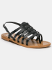 Les BAGATELLES Leder-Zehensandalen "Olleros" in Schwarz