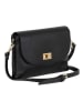 Mia Tomazzi Leder-Umhängetasche "Zambeletti" in Schwarz - (B)25 x (H)19 x (T)2 cm
