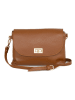 Mia Tomazzi Leren schoudertas "Zambeletti" lichtbruin - (B)25 x (H)19 x (D)2 cm