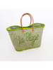 Le Comptoir de la Plage Strandtasche "Pasika" in Beige/ Grün - (B)40 x (H)35 x (T)20 cm