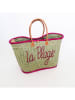 Le Comptoir de la Plage Strandtas "Pasika" beige/fuchsia - (B)40 x (H)35 x (D)20 cm