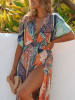 Milan Kiss Jurk oranje/donkerblauw