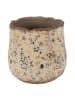 Clayre & Eef Doniczka w kolorze beżowym ze wzorem - wys. 19 x Ø 21 cm