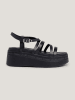 Tommy Hilfiger Leder-Keilsandaletten in Schwarz