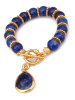 L'Atelier de Gaia Pozłacana bransoletka z lapis lazuli i szafirem