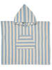 Wheat Poncho "Swim stripe" wit/turquoise