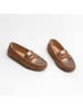 CHARLES & SMITH Leren mocassins "Thandie" lichtbruin/goudkleurig