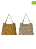 Madre Selva 2er-Set: Einkaufstaschen "Brocoli Carrot" in Orange/ Grün - (B)65 x (H)45 cm