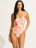 Seafolly Badeanzug in Weiß/ Orange/ Rosa