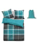 Tom Tailor home Biber-Bettwäsche-Set ''Eric'' in Türkis/ Grau - (L)200 x (B)135 cm