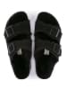 Birkenstock Leder-Pantoletten "Arizona" in Schwarz - Weite N