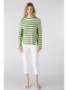 Oui Pullover in Grün/ Weiß