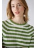 Oui Pullover in Grün/ Weiß