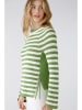 Oui Pullover in Grün/ Weiß