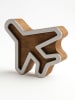Samimi Blockdruck-Stempel ''Plane'' in Natur/ Weiß - (L)6,5 x (B)7 cm