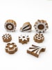 Samimi 8er-Set: Blockdruck-Stempeln in Natur/ Weiß - (L)4 x (B)4 cm