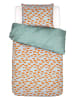 Essenza Perkal beddengoedset "Sofishticated" mintgroen/oranje
