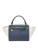 Celine Leder-Henkeltasche in Creme/ Dunkelblau - (B)27 x (H)21 x (T)15 cm