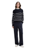 TOM TAILOR Denim Pullover in Dunkelblau/ Weiß