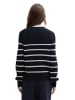 TOM TAILOR Denim Pullover in Dunkelblau/ Weiß
