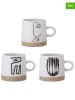 Bloomingville 3-delige set: koppen "Eliana" wit/zwart - (H)12 x  Ø 9 cm
