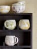 Bloomingville 3-delige set: koppen "Palma" groen/grijs/geel - (H)8,5 x  Ø 9 cm