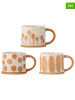 Bloomingville 3er-Set: Tassen "Linora" in Hellbraun - (H)8,5 x  Ø 11 cm