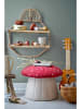 Bloomingville Poef "Lue" rood/wit - (H)30 x  Ø 37 cm