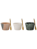 Bloomingville 3er-Set: Gewürzschalen "Rosamynthe" in Beige/ Grün/ Weiß - (H)5 x Ø 7,5 cm