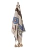 Bloomingville Plaid "Rudaur" blauw/crème - (L)160 x (B)130 cm