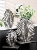 GILDE Vase "Monstera" in Silber - (B)37 x (H)45 x (T)11 cm
