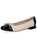 Caprice Leder-Ballerinas in Creme/ Schwarz