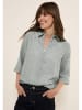 Cecil Leinen-Bluse in Grau/ Weiß