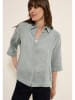 Cecil Leinen-Bluse in Grau/ Weiß
