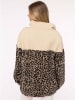 Zwillingsherz Fleecepullover "Leo Lover" in Beige/ Schwarz