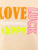 Zwillingsherz Longsleeve "Love Luck Happy" in Beige/ Bunt