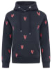 Zwillingsherz Hoodie "Hummer" in Dunkelblau/ Rot