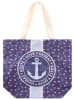Zwillingsherz Stofftasche "Anker & Herz" in Dunkelblau/ Rosa - (B)45 x (H)38 x (T)17 cm